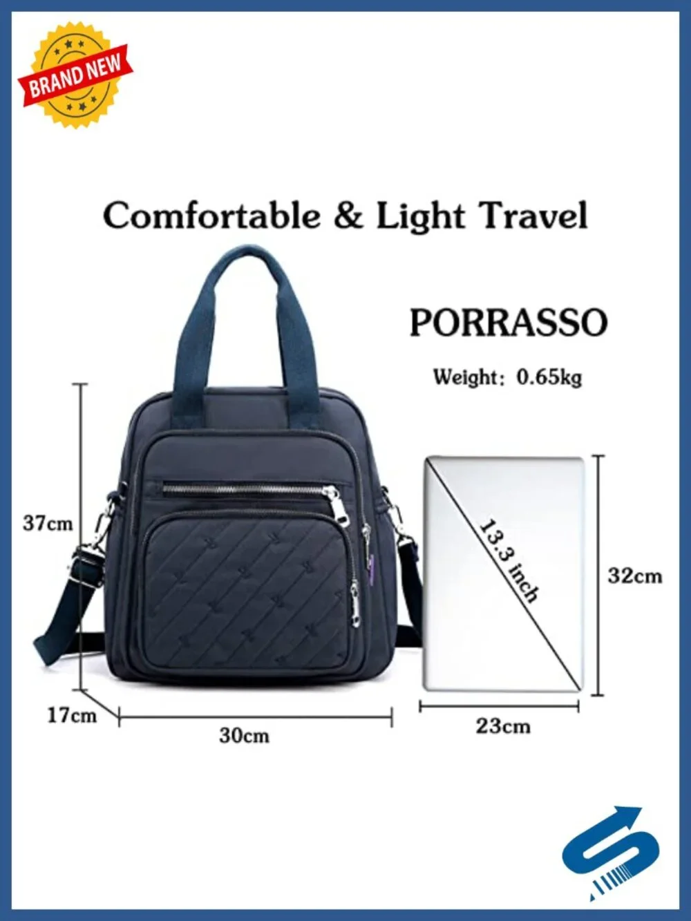 Women's Fashion Backpack with USB Charging Port Nylon Daypack for Work Travel